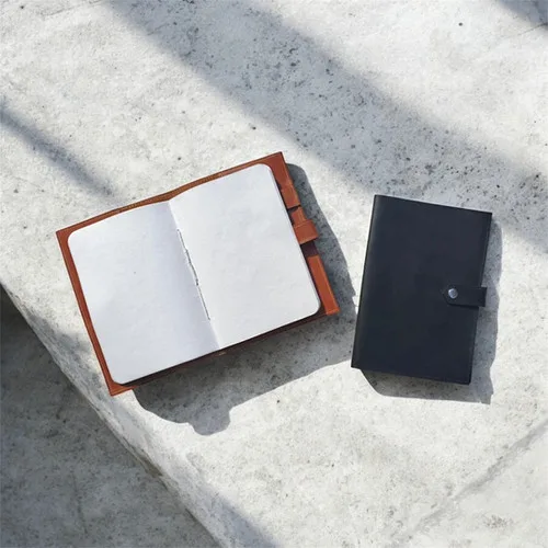 Refillable Vintage Leather Journal with Snap 5 x 4 inch